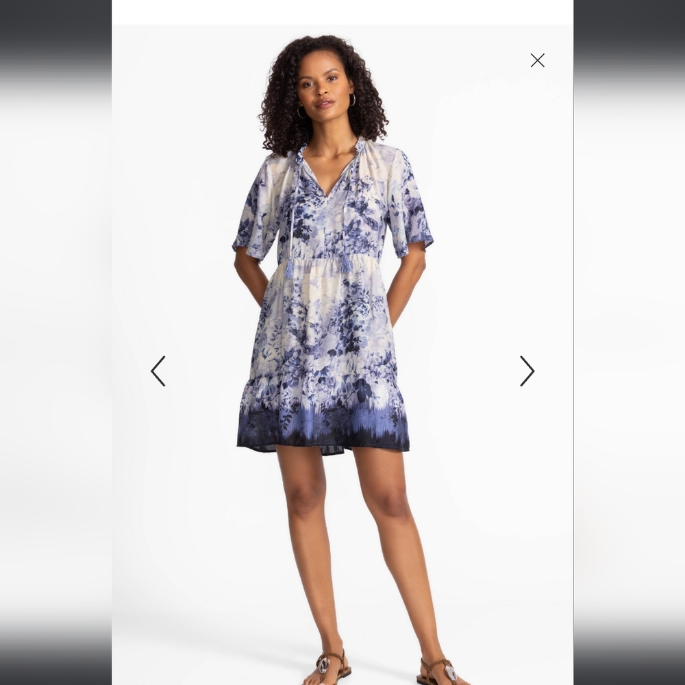 NWT Johnny Was Blue and White Midi Dress